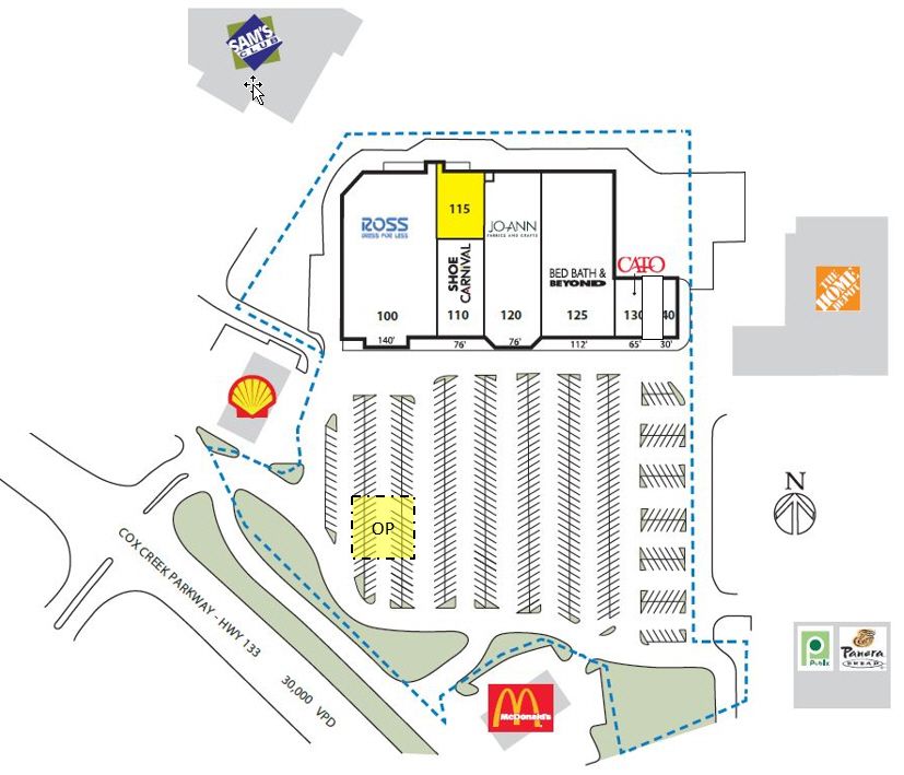 Cox Creek Plaza - Out Parcel: 308-356 Cox Creek Pky, Florence, AL 35630